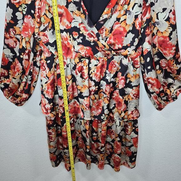 Julia Jordan Belted Faux Wrap Mini Dress Ballon Sleeve Party Floral Cocktail 6 - Picture 8 of 13